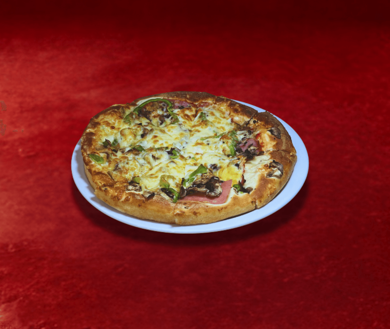 Ζαμπόν, μπέικον, μανιτάρια και πιπεριά